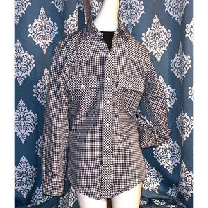 Mr. Leggs Triple LLL Brand Western Style Plaid MOP? Snap Collar Long Sleeve Shir